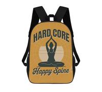 sinyumoney Hard Core Happy Spine Yoga Poster Backpack School Bag Large Lightweight Casual Backpack for Campus Outdoor Travel Sports 17inch