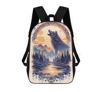 sinyumoney Harmony Wolf Howl at Dusk 3D Printed Children's School Backpack for Kids Travel Rucksacks Book Bags Kids School Bag 17inch