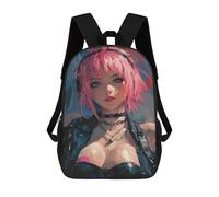 sinyumoney Haruno Sakura Biker Style Children's 17 Inch School Backpack 3D Printed Anime Movies for Kids Travel Rucksacks Book Bags Kids School Bag