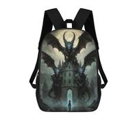 sinyumoney Haunted Castle 3D Printed Children's School Backpack for Kids High Capacity Travel Rucksacks Book Bags Kids School Bag Back Pack 17inch