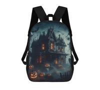 sinyumoney Haunted House Halloween Children's School Backpack 3D Printed for Kids Travel Rucksacks Book Bags Kids School Bag 17inch