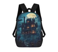 sinyumoney Haunted Mansion Halloween Backpack School Bag Large School Backpack for Boys for Teenage Girls Boys Women Men 17inch