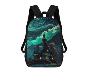 sinyumoney Haunted Wizard House Backpack School Bag Secondary Causal Travel High School Bags for School/Work/Travel 17inch