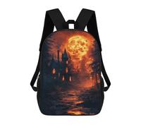 sinyumoney Haunting Full Moon Night Scene Children's Backpacks 17inch School Backpack 3D Printed Bag Bookbag for Kids Travel Rucksacks Boy Girl Book Bags Kids School Bag