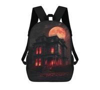 sinyumoney Haunting Moonlit Mansion Backpacks 3D Printed Kids School Backpack School Bag Fashion Rucksacks for Boys Elementary And Middle School Students 17inch
