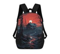sinyumoney Haunting Sunset Cabin Scene Children's School Backpack Fashion Casual 17inch 3D Printed School Bags Boy School Backpack Large Backpack