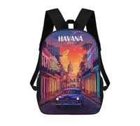 sinyumoney Havana Cuba Vintage Travel Kids School Backpack School Bag 3D Printed School Bag for Boys Elementary And Middle School Students 17inch