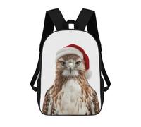 sinyumoney Hawk Wearing A Santa Hat Backpacks Kids Student Schoolbag,3D Printed Backpacks,Elementary And Middle School Students Backpacks for Boys Girls 17inch