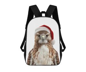 sinyumoney Hawk Wearing A Santa Hat Backpacks Kids Student Schoolbag,3D Printed Backpacks,Elementary And Middle School Students Backpacks for Boys Girls 17inch