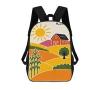 sinyumoney Hawkeye Iowa Farm Landscape Illustration Backpack School Secondary Causal Travel High School Bags for Campus Outdoor Travel Sports 17inch