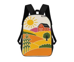 sinyumoney Hawkeye Iowa Farm Landscape Illustration Backpack School Secondary Causal Travel High School Bags for Campus Outdoor Travel Sports 17inch