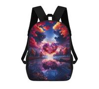sinyumoney Heart-Shaped Clouds Over A Serene Lake Kids School Backpack 3D Printed Backpacks Fashion School Bag Rucksacks for Boys Elementary And Middle School Students 17inch