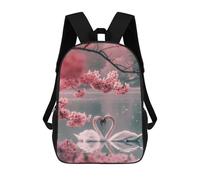 sinyumoney Heart Shaped Love Swans 17inch School Bag 3D Printed Children's School Backpack Casual Fashion Travel Backpacks for Kids School Students