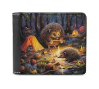 sinyumoney Hedgehog Campfire Adventure 3D Print Clutch Purse Use Holds Bills RFID Blocking Stylish Banknote Compartments Men's Wallets Youth Guys 11.7cm*9.5cm