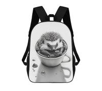 sinyumoney Hedgehog Coffe Backpack with Pocket 3D Printed Backpacks, Travel Rucksacks Book Bags Kids School Bag 17inch