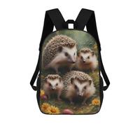 sinyumoney Hedgehog Family in Flowers Kids Backpack, Backpack School Bag, Backpacks Kids School 3D Printed School Bags for Elementary And Middle School Students Teens Birthday Gift 17inch