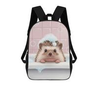 sinyumoney Hedgehog in Bathtub with Bubbles Children's Backpacks School Backpack 3D Printed for Kids Travel Rucksacks Book Bags Kids 17inch School Bag