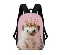 sinyumoney Hedgehog King 3D Printed 17inch Kids School Backpack School Bag Fashion Rucksacks for Boys Elementary And Middle School Students