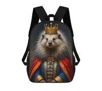 sinyumoney Hedgehog King Children's Backpacks School Backpack 3D Printed Backpack for Kids Travel Rucksacks Book Bags Kids School Bag 17inch