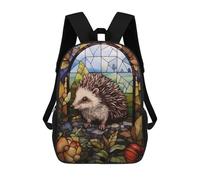 sinyumoney Hedgehog Stained Glass Backpacks 3D Printed Kids School Backpack Outdoor Casual Daypack Fashion Casual Children Backpacks Cute Travel Bags 17inch