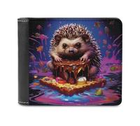 sinyumoney Hedgehog with Cake 3D Print Men's Wallet Credit Card Holder RFID Blocking Stylish Slots Note Section Purse for Boys Girls 11.7cm*9.5cm