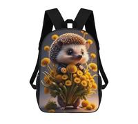 sinyumoney Hedgehog with Yellow Flowers Backpack Kids School Bag Boys Cartoon 3D Print Students Schoolbag Laptop Daypack for Boys Girls 17inch