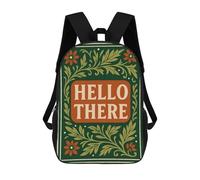 sinyumoney Hello There Floral Art Children’s Backpack Girls Boys, 17 Inch Rucksack Bag, Daypack, Primary School, Perfect for Back to Kids