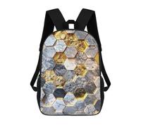 sinyumoney Hexagonal Harmony Art School Bags Lightweight Airport College Students Back Pack for Camping Outdoor Adventures And Daily Travel 17inch