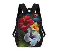 sinyumoney Hibiscus Flower Painting 3D Printed 17 Inch School Backpack Casual Children's Backpacks 3D Printed for Boys Elementary And Middle
