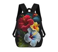sinyumoney Hibiscus Flower Painting Backpack 3D Printed Children's School Backpack for Kids High Capacity Travel Rucksacks Book Bags Kids School Bag Back Pack 17inch