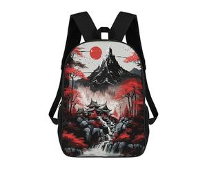 sinyumoney Hidden Monastery Sumi Art 3D Printed Children's School Backpack for Kids High Capacity Travel Rucksacks Book Bags Kids School Bag Back Pack 17inch