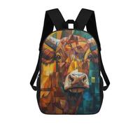 sinyumoney High Land Cow Oil Painting School Bags Water Resistant Travel Backpack Computer Bag for Campus Outdoor Travel Sports 17inch
