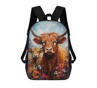 sinyumoney Highland Cow And Calf School Backpack 3D Printed School Bags Boys Girls Laptop Backpack for Kids/Students/Adults 17inch