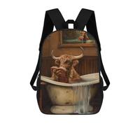 sinyumoney Highland Cow Bathroom Book Backpack School Lightweight Schoolbag Dayback Bookbag College for Men/Women 17inch