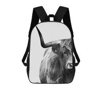 sinyumoney Highland Cow Black & White Backpack School Large Water Resistant Laptop Backpack for School/Work/Travel 17inch