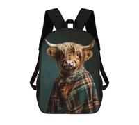 sinyumoney Highland Cow in A Cape 3D Printed 17 Inch School Backpack Children's Backpacks 3D Printed Cool Knapsack for Boys Elementary And Middle