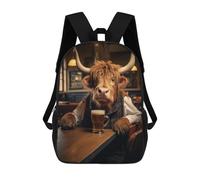 sinyumoney Highland Cow in The Tavern Rucksack Lightweight Airport College Students Back Pack for Girls Boys Teenage 17inch