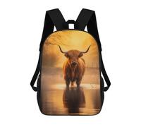 sinyumoney Highland Cow in The Water Backpack School Bag School Secondary High School College Backpack Travel for Boys/Girls/Teenagers 17inch