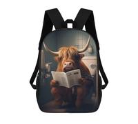 sinyumoney Highland Cow on The Toilet Backpack School Bag Secondary Causal Travel High School Bags for Boys/Girls/Teenagers 17inch