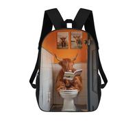 sinyumoney Highland Cow on The Toilet Backpacks Kids Student Schoolbag,3D Printed Backpacks,Elementary And Middle School Students Backpacks for Boys Girls 17inch