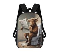 sinyumoney Highland Cow on The Toilet School Backpack Rucksack Casual Daypacks School Work Travel Bag for Camping Outdoor Adventures And Daily Travel 17inch