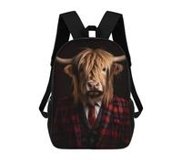 sinyumoney Highland Cow Portrait School Backpack Large Water Resistant Laptop Backpack for Boys/Girls/Teenagers 17inch
