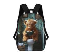 sinyumoney Highland Cow Reading on Toilet Backpack School Lightweight Airport College Students Back Pack for Campus Outdoor Travel Sports 17inch