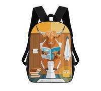 sinyumoney Highland Cow Reading School Bags Lightweight Casual Daypack School Backpacks for School/Work/Travel 17inch