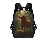 sinyumoney Highland Cow Roaring in Jungle School Backpack Lightweight Schoolbag Dayback Bookbag College for Men, Women & Teenage Boys 17inch