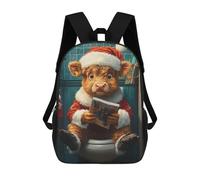 sinyumoney Highland Cow Santa on Toilet Children's Backpacks School Backpack 3D Printed Backpack for Kids Travel Rucksacks Book Bags Kids School Bag 17inch
