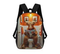 sinyumoney Highland Cow Toilet Humor 3D Printed School Backpack Casual Children's Backpacks 3D Printed School Bag for Boys Elementary And Middle 17inch