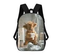 sinyumoney Highland Cow Toilet Paper School Backpack Large Lightweight Casual Backpack for Boys/Girls/Teenagers 17inch