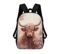 sinyumoney Highland Cow Watercolor School Backpack Large Water Resistant Laptop Backpack for Teenage Girls Boys Women Men 17inch