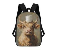 sinyumoney Highland Cow with Toilet Paper Children's Backpacks School Backpack 3D Printed Backpack for Kids Travel Rucksacks Book Bags Kids School Bag 17inch